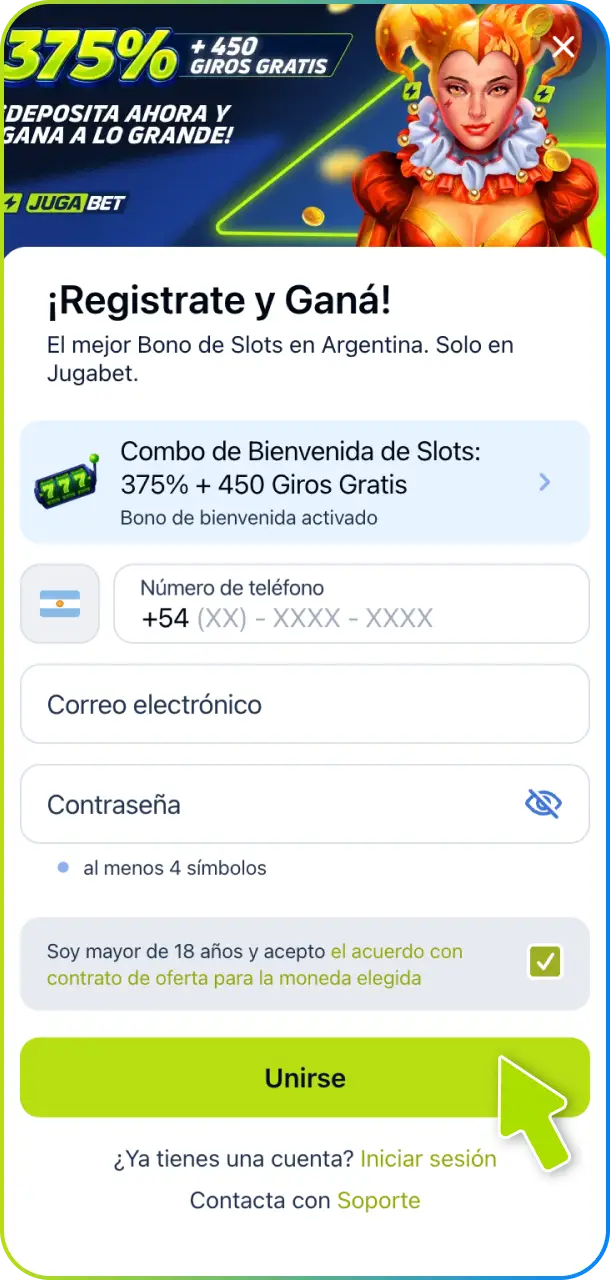 Gestiona tus datos mediante un control de cuenta personalizado dentro de la app de Jugabet.