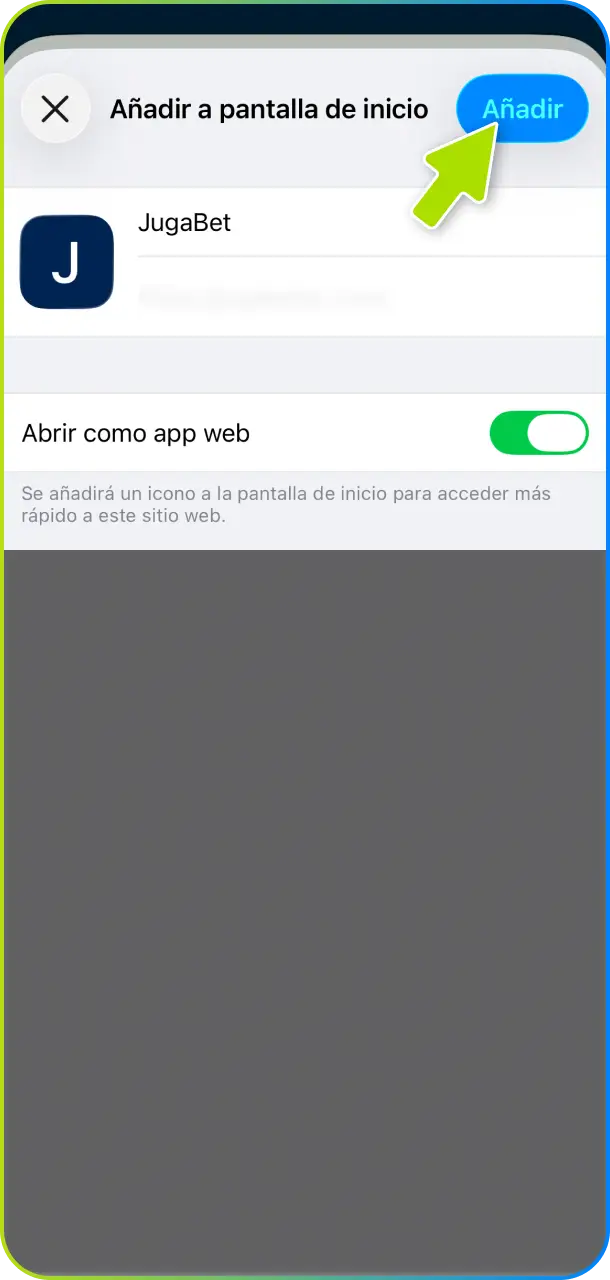 Pulsa el botón para confirmar el nuevo icono directamente en la pantalla con la app de Jugabet.