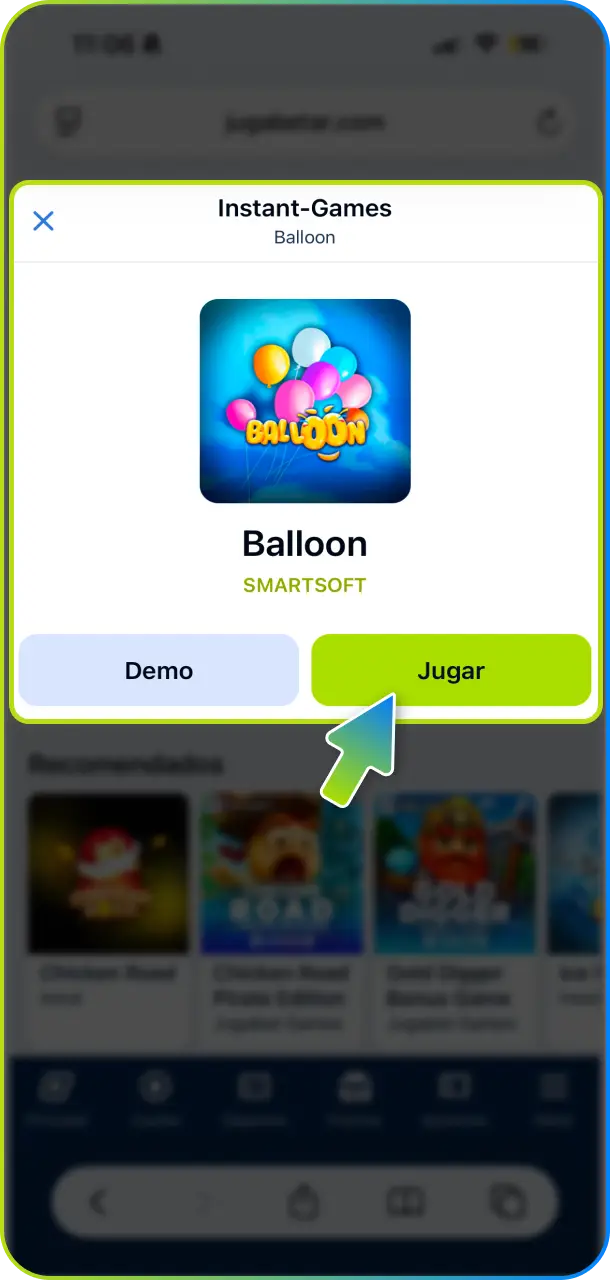 Abre el juego de Balloon para comenzar a apostar con tu código promocional Jugabet.