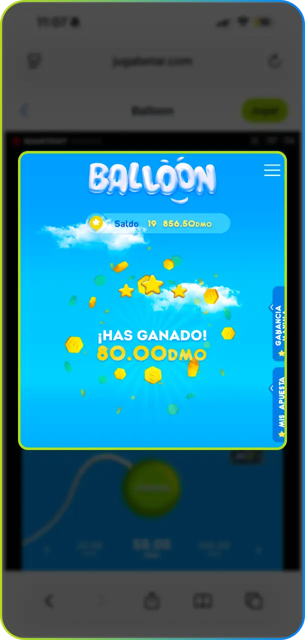 Presiona el botón a tiempo para cobrar tu ganancia con el beneficio promocional Jugabet.