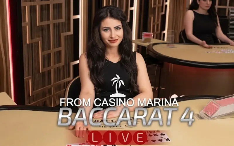 Vive la atmósfera de un casino real transmitido en directo en Marina Casino Baccarat 4 con Jugabet Casino.
