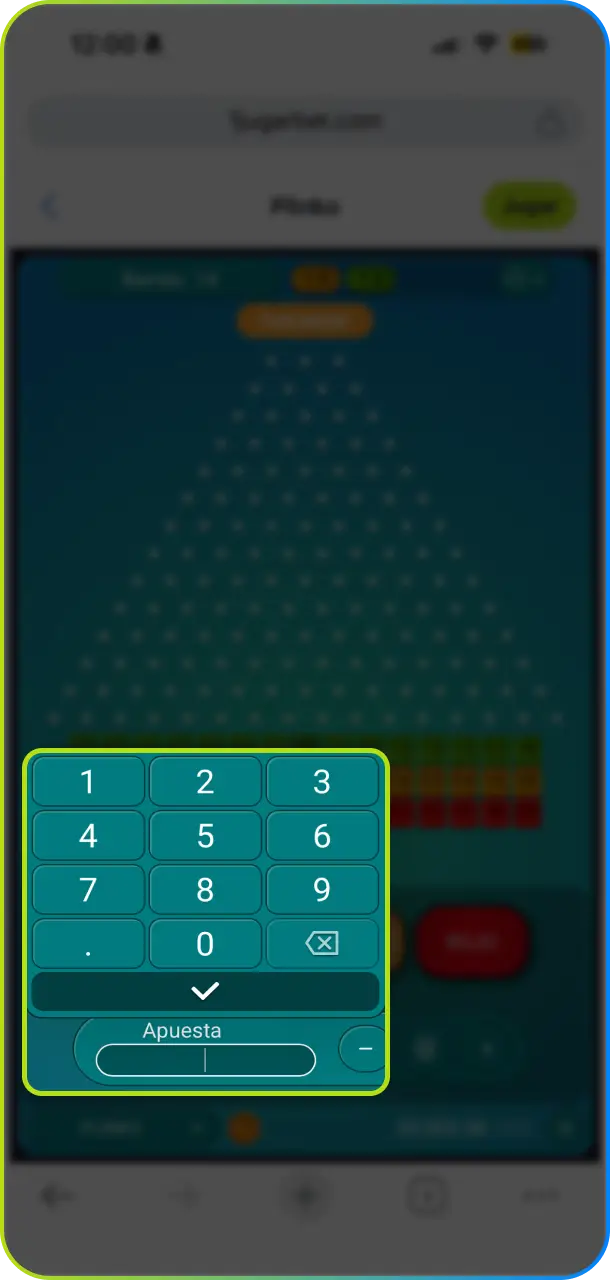 Elige tu apuesta preferida antes de lanzar en el juego Plinko de Jugabet.