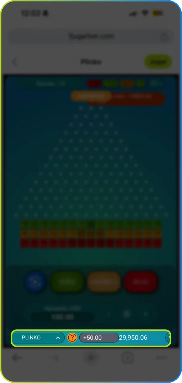 Consigue tus ganancias multiplicadas según el casillero alcanzado en Plinko de Jugabet.