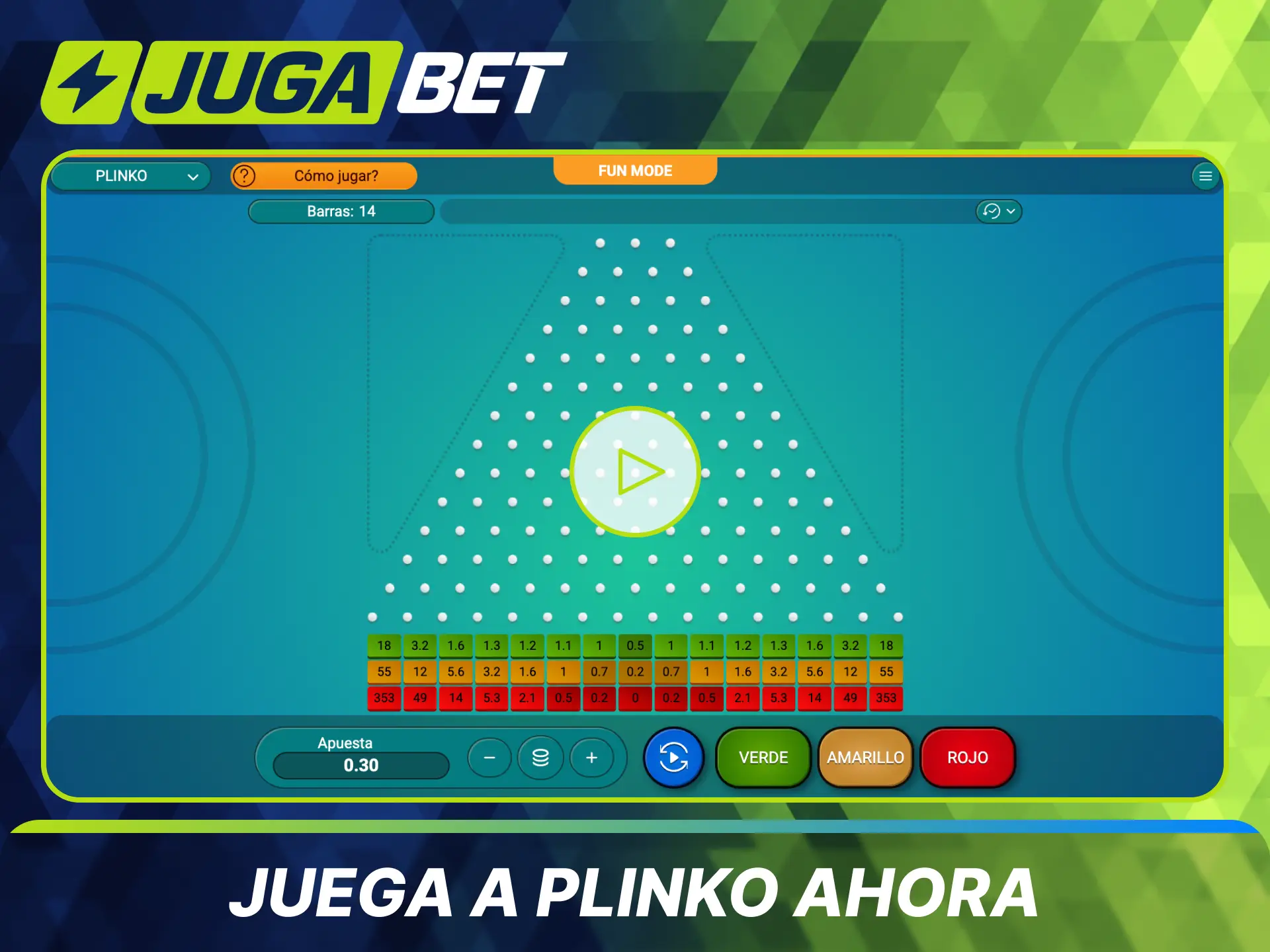 Explora todas las funciones sin riesgo al probar la demo gratuita de Plinko en Jugabet.