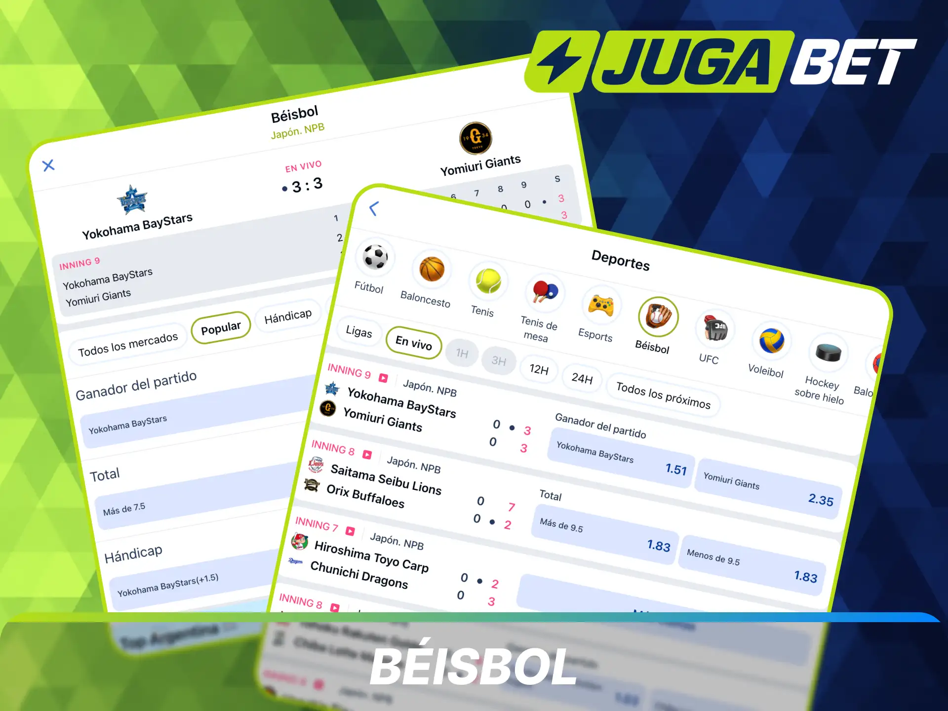 Realiza tus apuestas de béisbol con las mejores cuotas en Jugabet Casino.