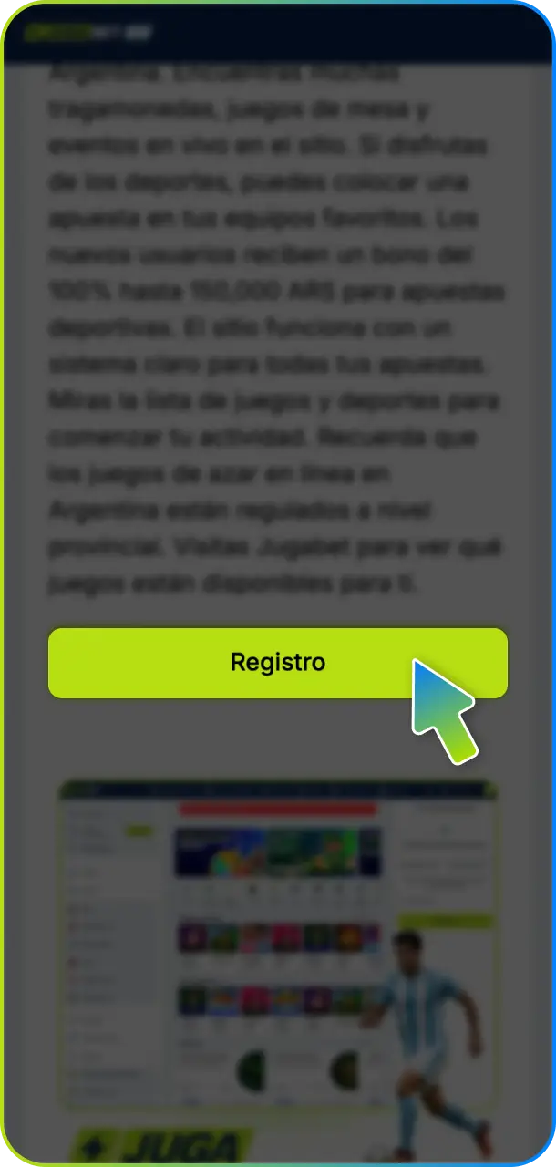 Abra el Formulario de Registro en la plataforma oficial de Jugabet Casino Argentina para comenzar a crear su cuenta.