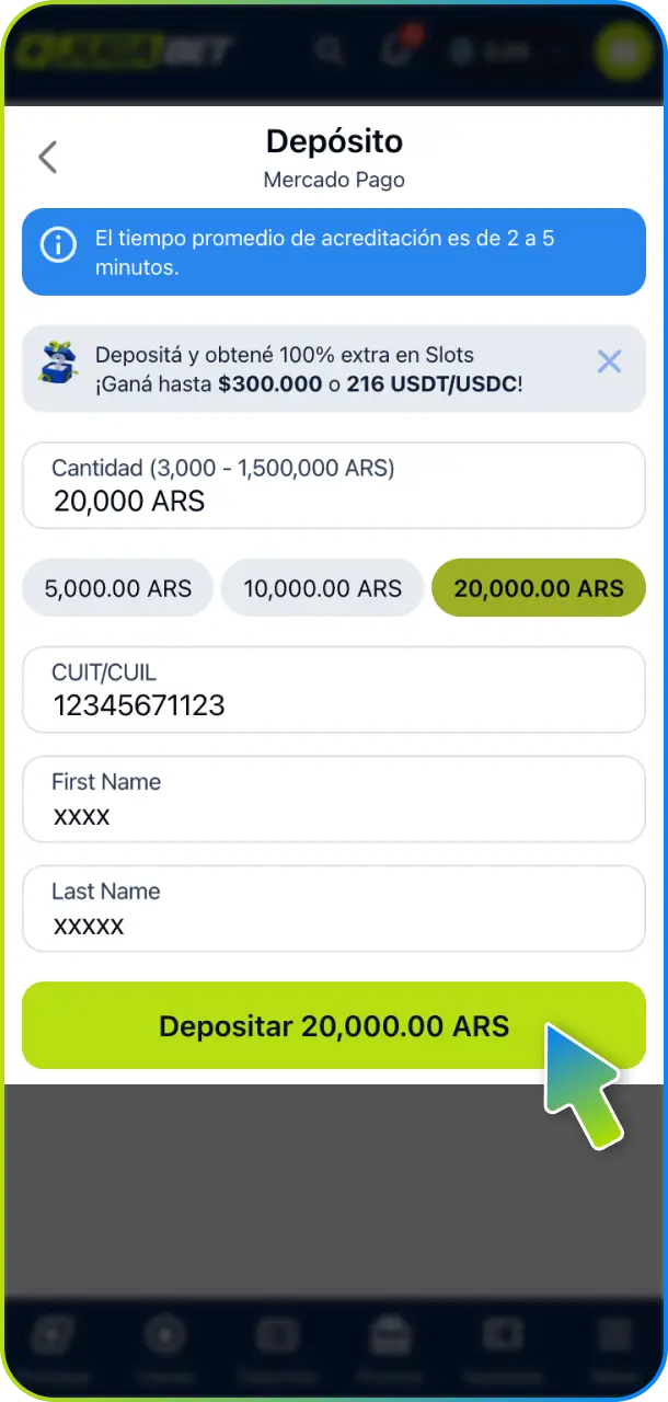 Haz tu Depósito utilizando los métodos de pago locales disponibles para empezar a jugar en Jugabet Casino.