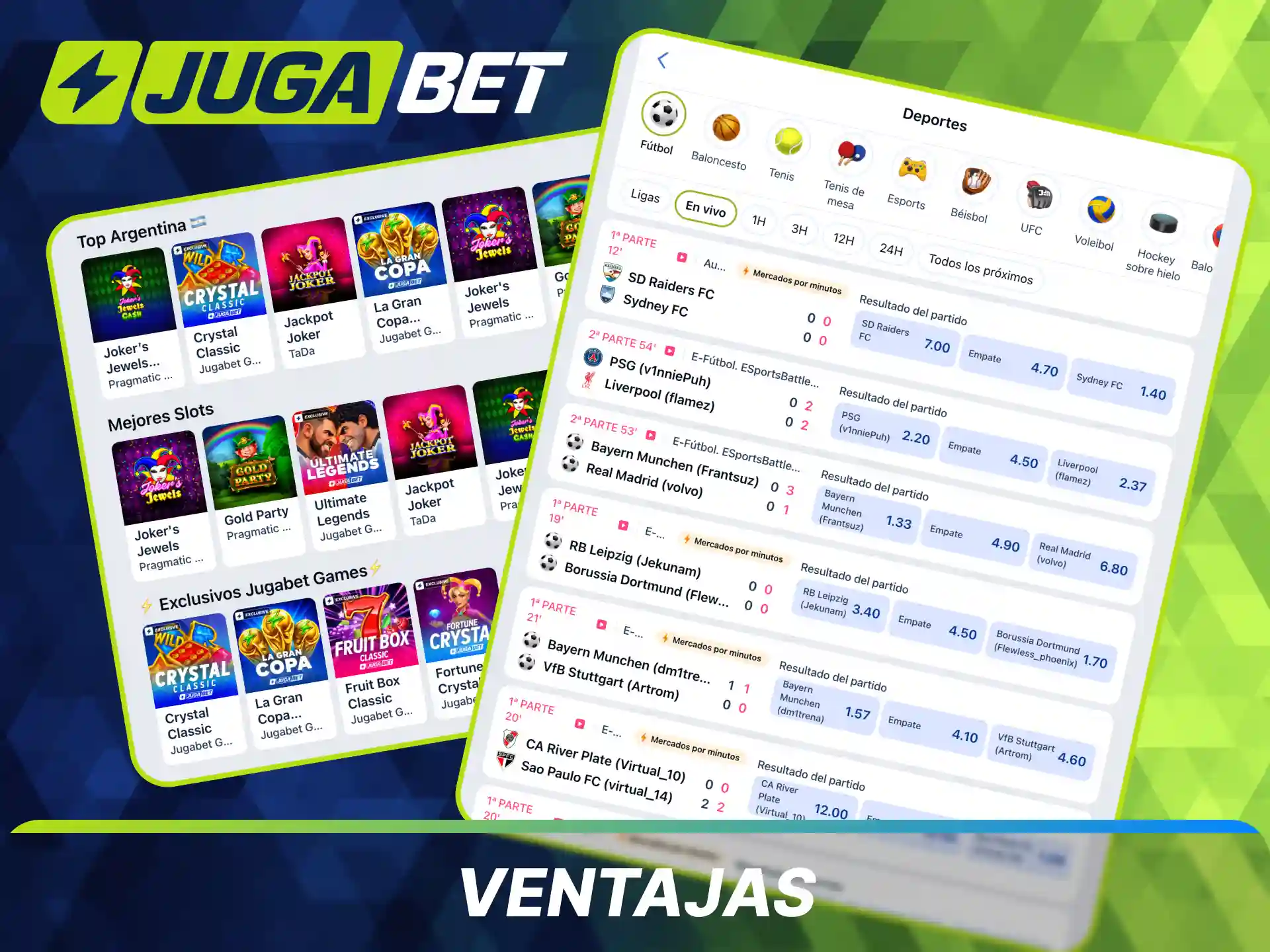 Descubre por qué los apostadores en Argentina eligen Jugabet gracias a sus retiros rápidos, excelentes cuotas y gran variedad de juegos de casino.