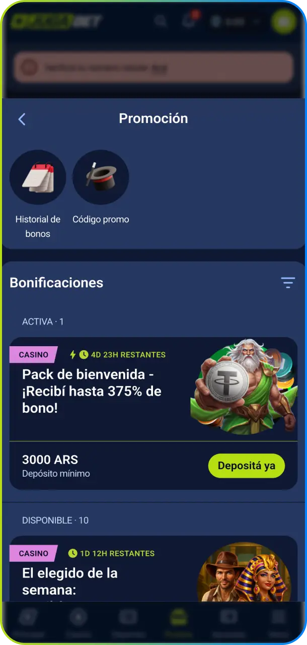 Busca y copia el código promocional Jugabet para activar tu bonificación especial.